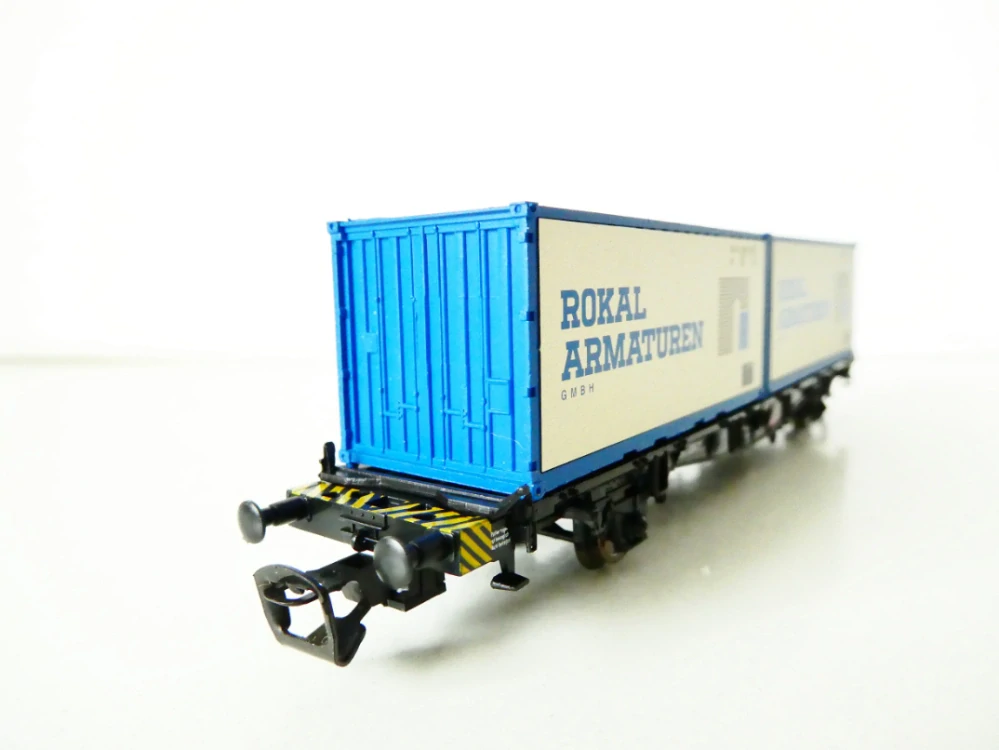 TT TILLIG 14563 Plošinový vůz se dvěma kontejnery ROKAL ARMATUREN DB - výroční vůz ROKAL TOP STAV NEPOUŽITÝ v orig. krabičce