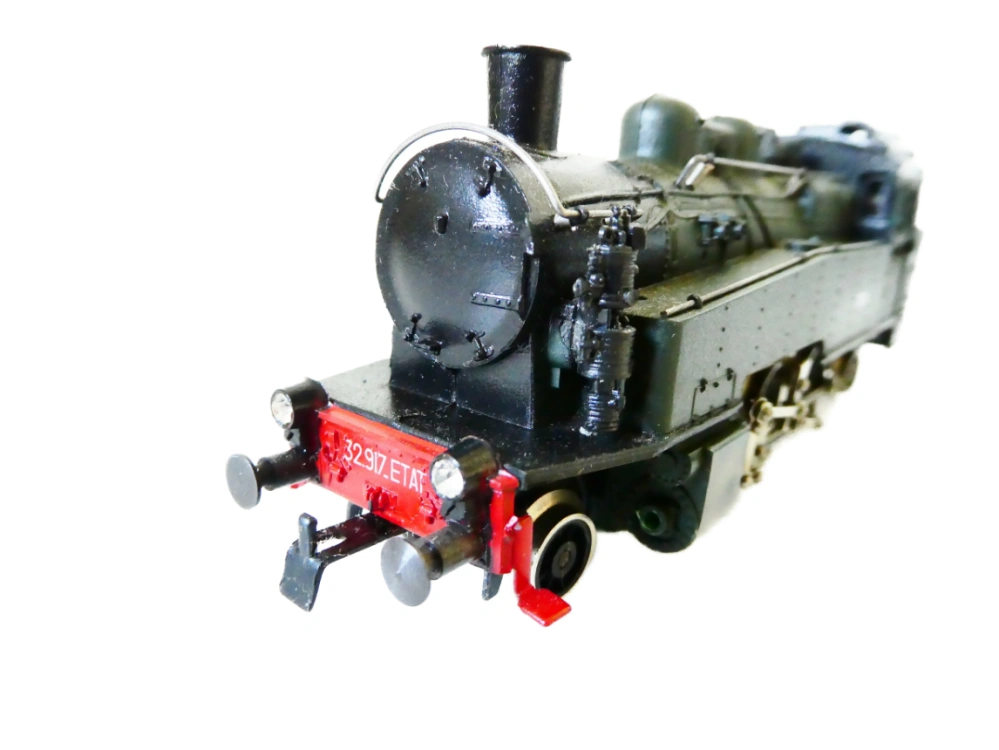 H0 PIKO Parní lokomotiva BR 32 917.ETAT SNCF zelená PĚKNÝ STAV (JEDE, ale vrže, nutno promazat) v krabičce