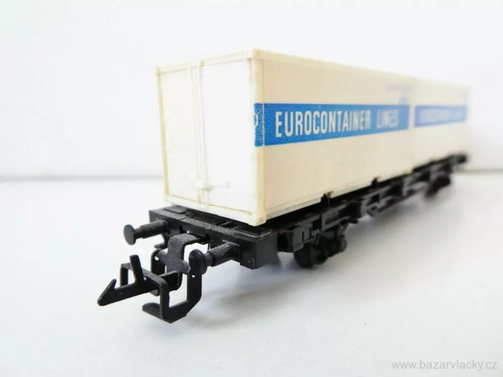 TT ZEUKE Plošinový vůz s kontejnery EUROCONTAINER LINES PĚKNÝ STAV