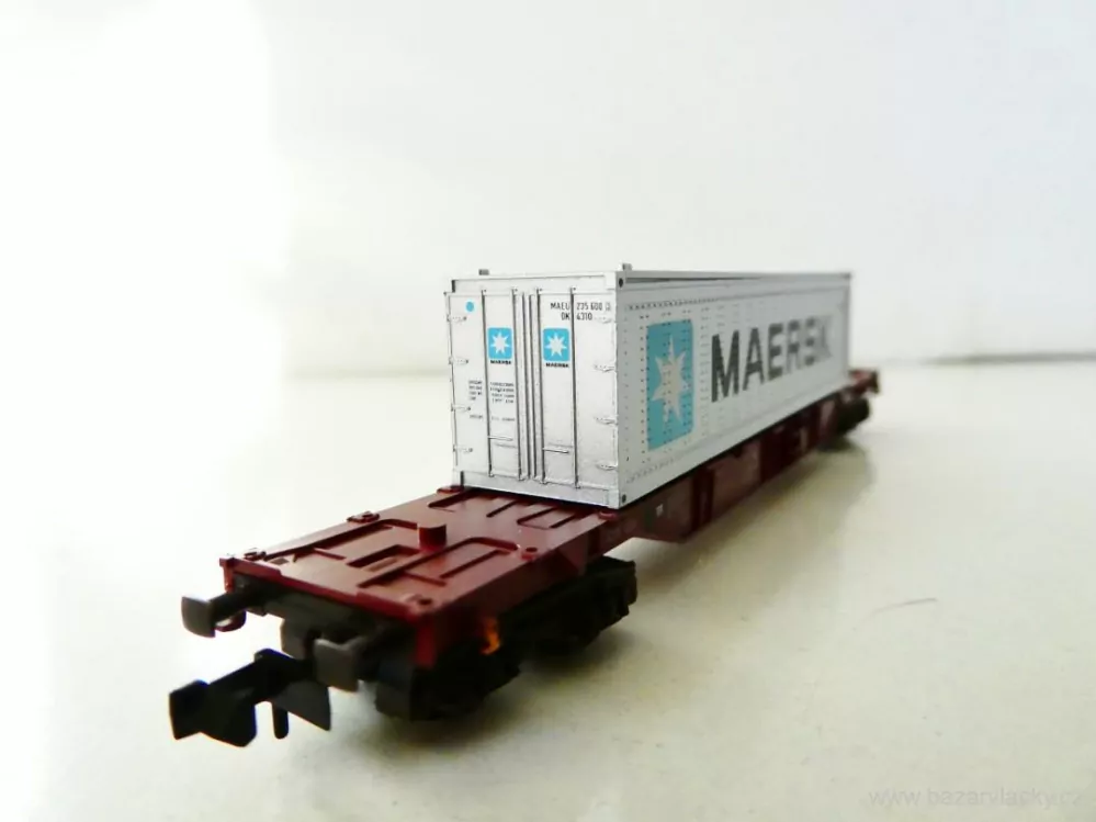 N FLEISCHMANN 8245 K Plošinový vůz 31 80 455 6 002-2 s kontejnerem MAERSK DB TOP STAV NEPOUŽITÝ v krabičce