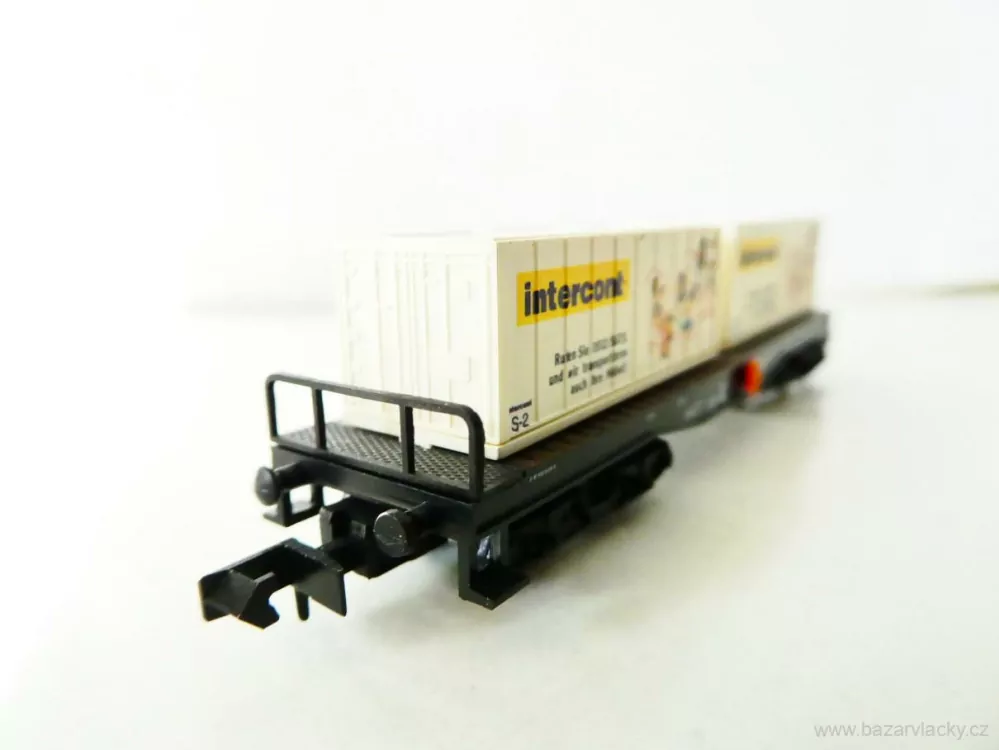 N ARNOLD 4958 Plošinový vůz s kontejnery intercont 31 81 455 9 018-4 ÖBB TOP STAV NEPOUŽITÝ v krabičce