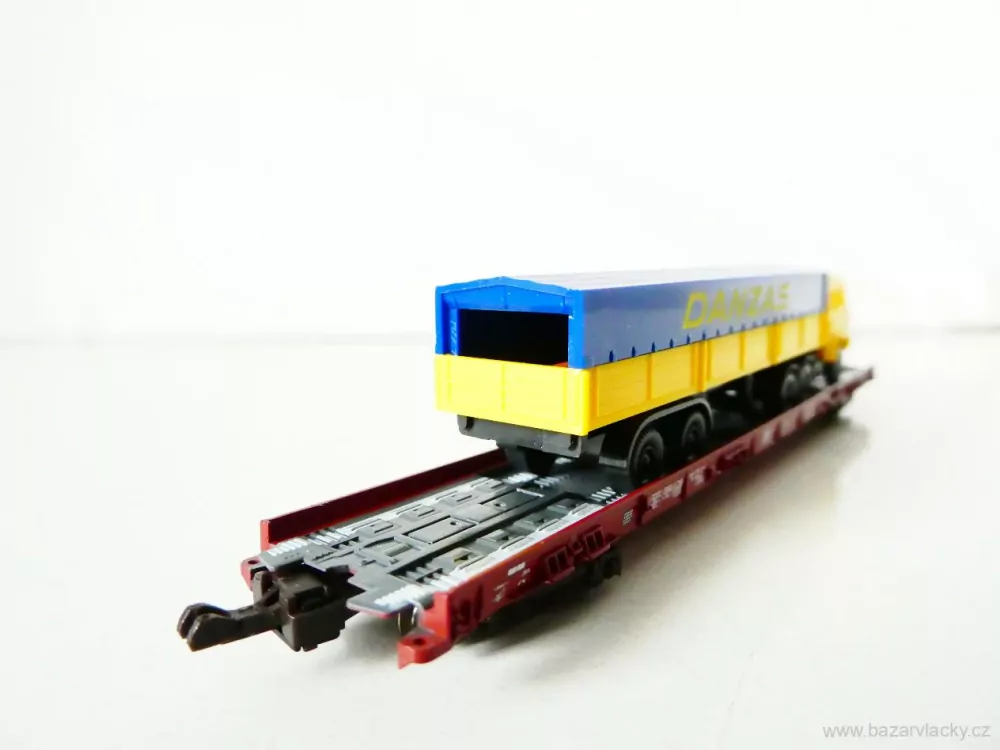 N FLEISCHMANN 8272 Nákladní vůz 83 80 498 3 114-5 DB s nákladním automobilem s návěsem DANZAS (WIKING) TOP STAV NEPOUŽITÝ v krabičce
