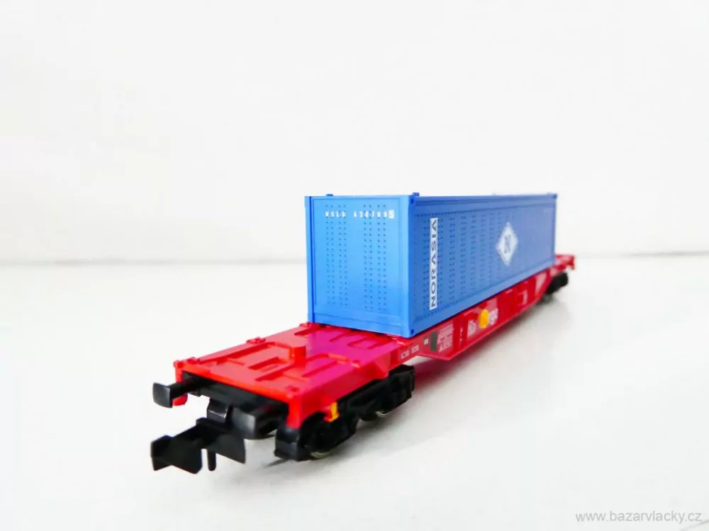 N FLEISCHMANN 8249 K Plošinový kontejnerový vůz Cargo 31 80 455 6 111-1 s kontejnerem NORASIA DB AG TOP STAV NEPOUŽITÝ v krabičce