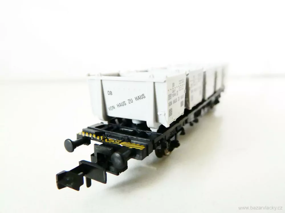 N FLEISCHMANN 8231 K Nákladní kontejnerový vůz s 5ti kontejnery VON HAUS ZU HAUS 21 80 411 7 882-1 DB TOP STAV NEPOUŽITÝ