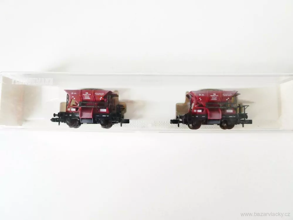N FLEISCHMANN 84 8228 SET 2x vůz - Samovýsypný štěrkový vůz s nákladem štěrku Schotterwagen 2421 Hamburg, 2438 Hamburg DB TOP STAV NEPOUŽITÉ v krabičce