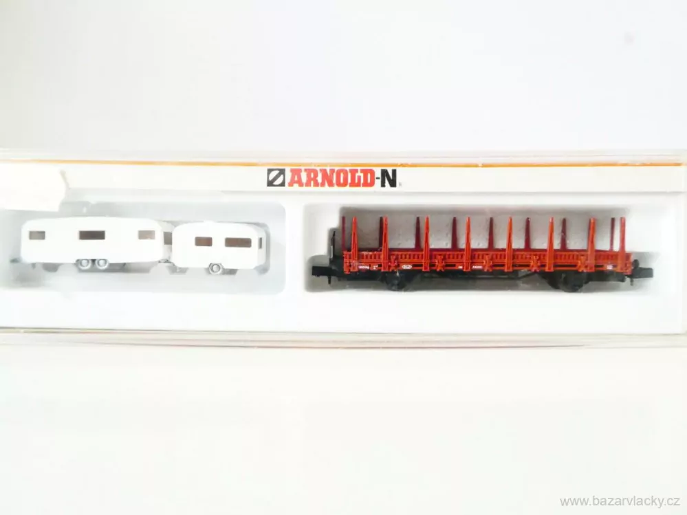 N ARNOLD 4472 SET - Klanicový vůz 430 052 se dvěma obytnými vozy (karavan) DB TOP STAV NEPOUŽITÉ v krabičce
