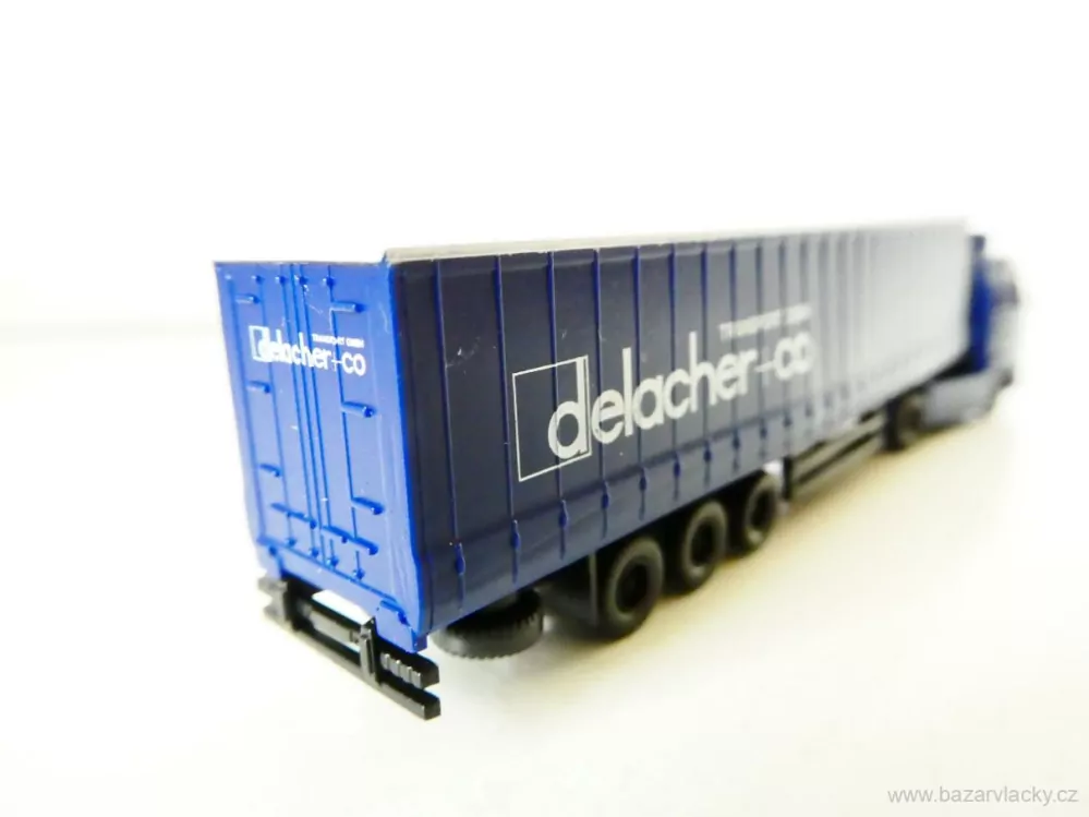 N ROCO 1880 Nákladní automobil VOLVO FH12 s plachtovým návěsem delacher+co TOP STAV NEPOUŽITÝ v krabičce