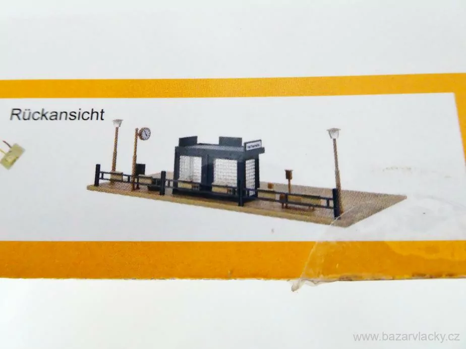 H0 VOLLMER 15454 Stavebnice Autobusová zastávka s LED osvětlením NOVÉ NEPOUŽITÉ v orig. krabici