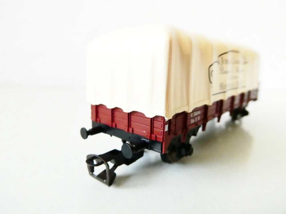 TT TILLIG 14643 Nákladní vůz s brzdařkou budkou a s plachtou "Holzwolle" 25130 K.Sächs.Sts.E.B. TOP STAV NEPOUŽITÝ v orig. krabičce