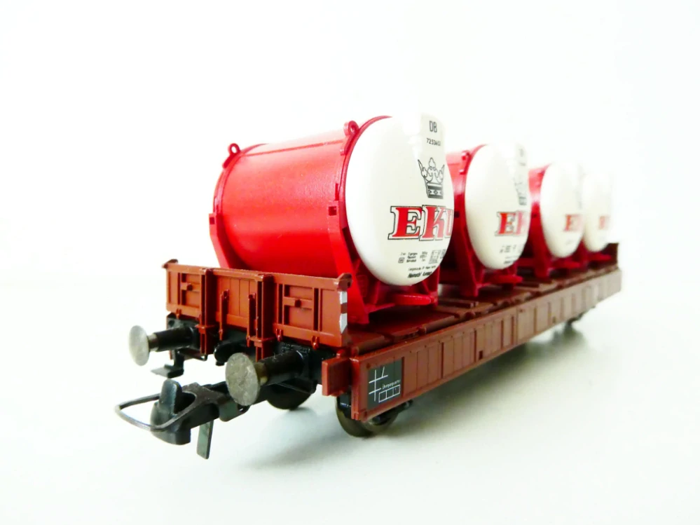 H0 Fleischmann 5231 Plošinový vůz s kontejnery EKU 7253407 DB TOP STAV 