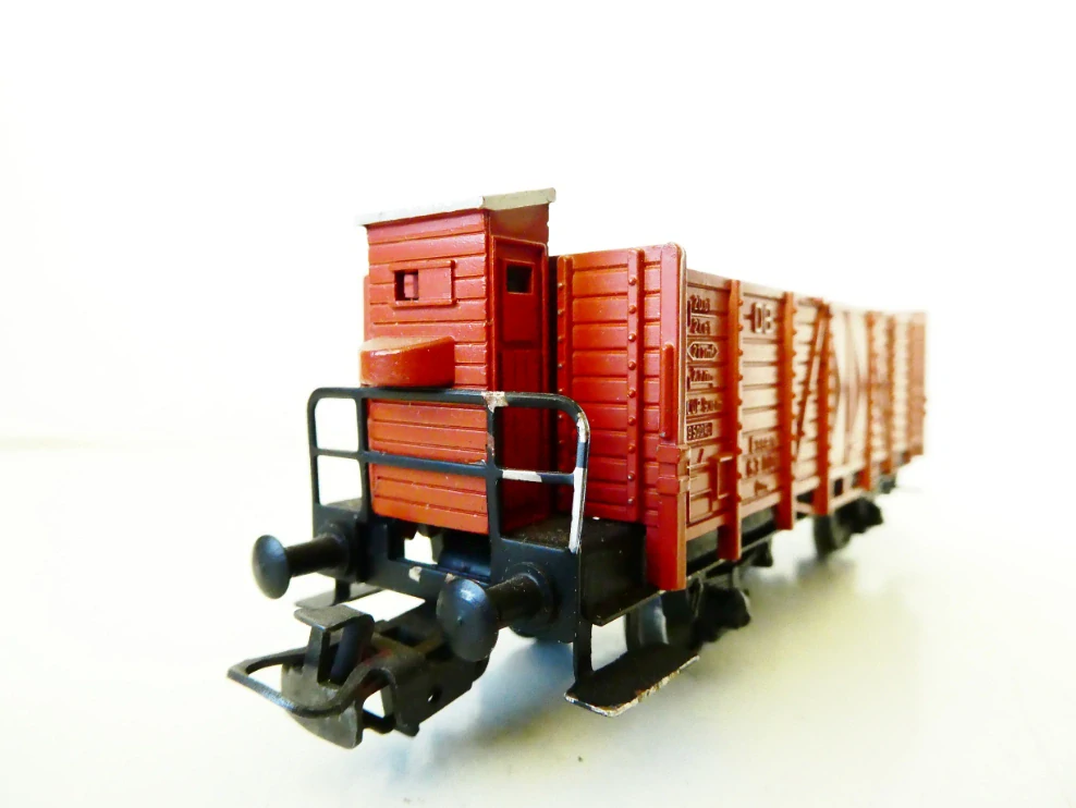 0 TRIX Celokovovýž nákladní vůz otevřený s budkou brzdaře Essen 63 001 Om DB PĚKNÝ STAV ANTIK