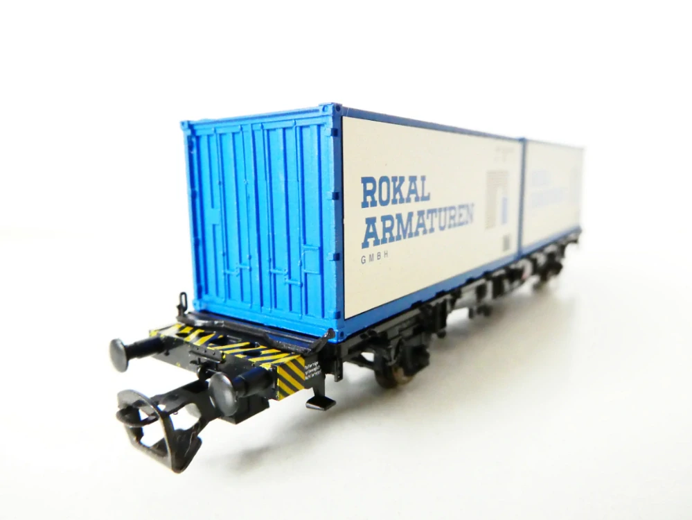 TT TILLIG 14563 Plošinový vůz se dvěma kontejnery ROKAL ARMATUREN DB - výroční vůz ROKAL TOP STAV NEPOUŽITÝ v orig. krabičce