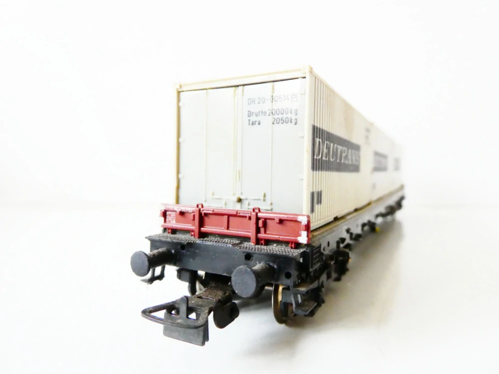 H0 PIKO Plošinový vůz DR se třemi kontejnery DEUTRANS PĚKNÝ STAV