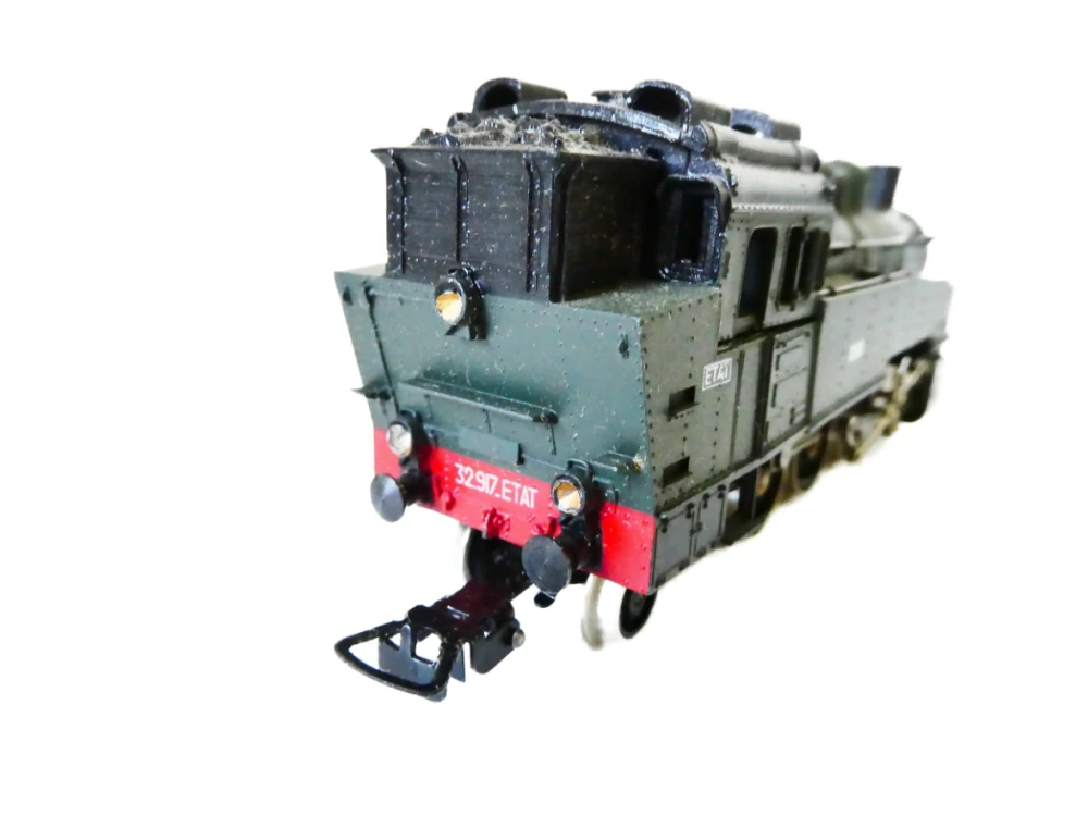 H0 PIKO Parní lokomotiva BR 32 917.ETAT SNCF zelená PĚKNÝ STAV (JEDE, ale vrže, nutno promazat) v krabičce