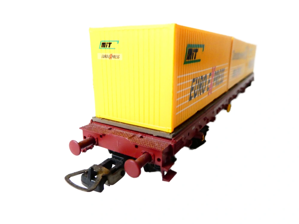 H0 PIKO 95520 Kontejnerový vůz Rgs „Deutsche Post / Euro Express“ FS NOVÝ NEPOUŽITÝ v originální krabičce