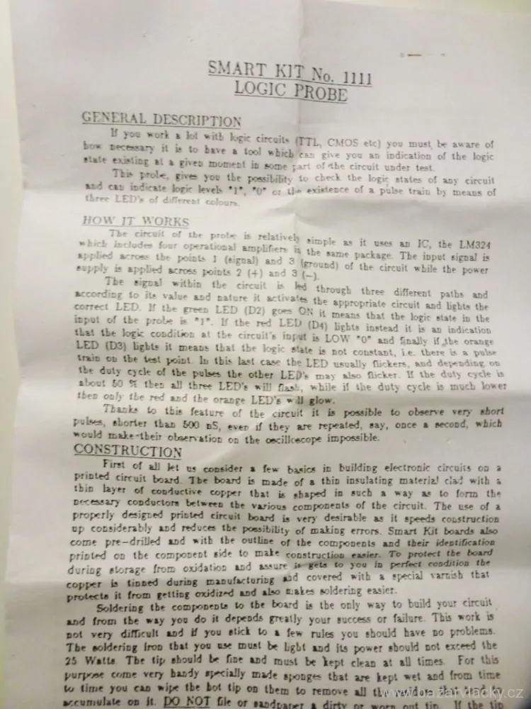 SMART KIT No. 1111 - Sada - logická sonda pro digitální obvody 