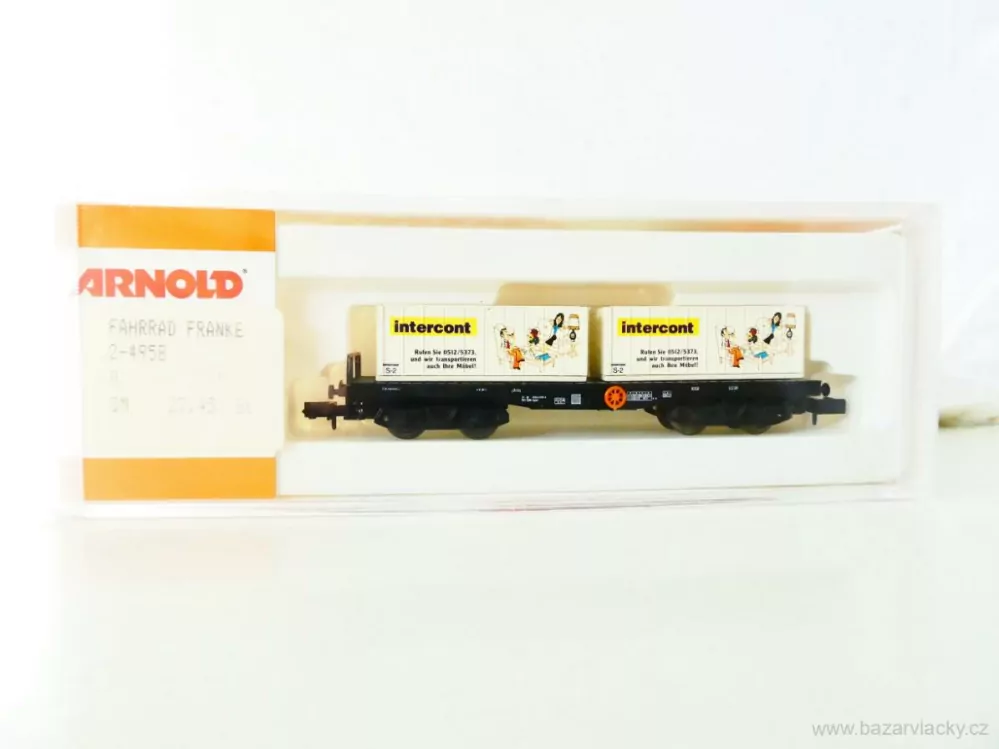 N ARNOLD 4958 Plošinový vůz s kontejnery intercont 31 81 455 9 018-4 ÖBB TOP STAV NEPOUŽITÝ v krabičce
