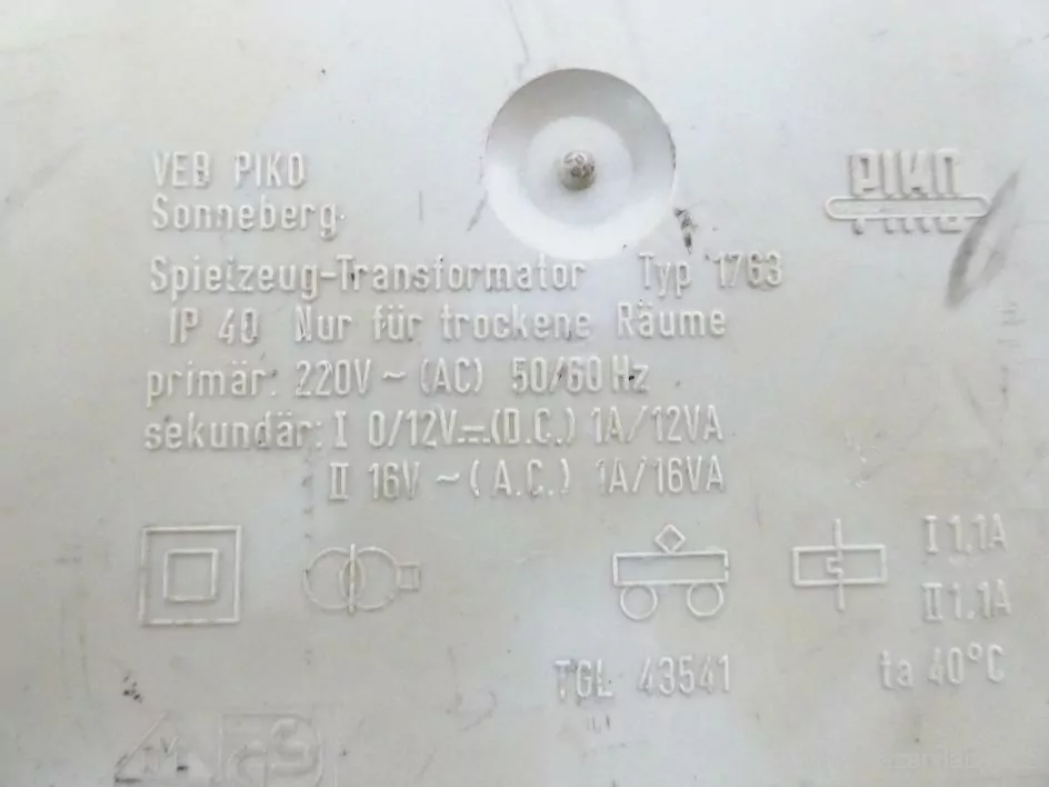 PIKO Regulační transformátor ( trafo ) FZ 2 typ 1763 s dlouhou šňůrou