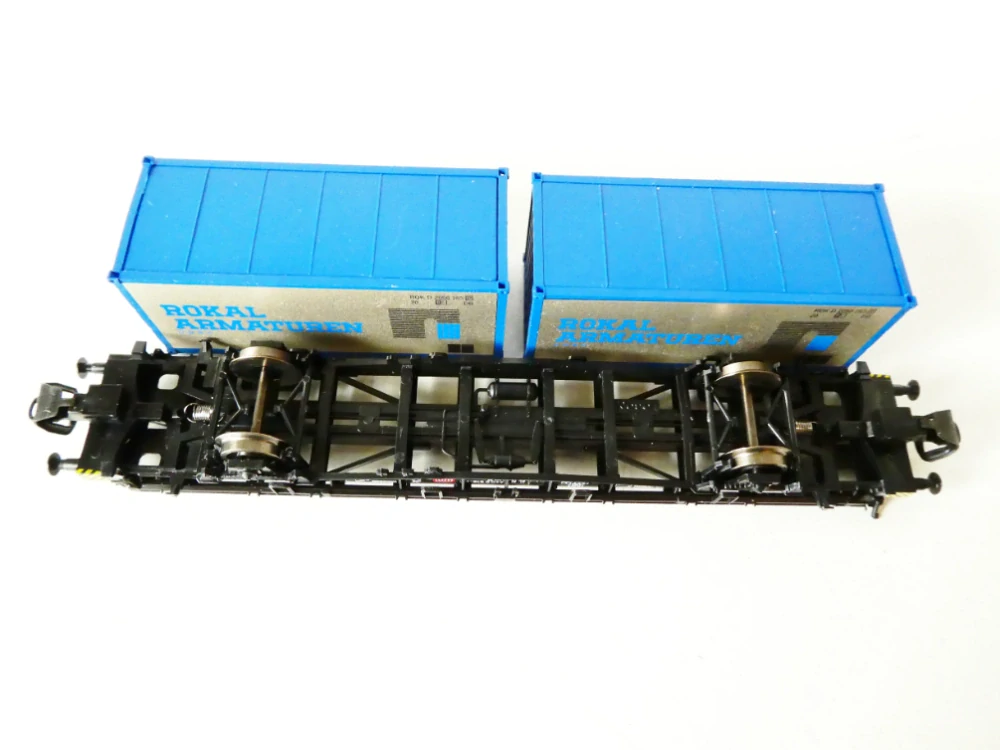 TT TILLIG 14563 Plošinový vůz se dvěma kontejnery ROKAL ARMATUREN DB - výroční vůz ROKAL TOP STAV NEPOUŽITÝ v orig. krabičce