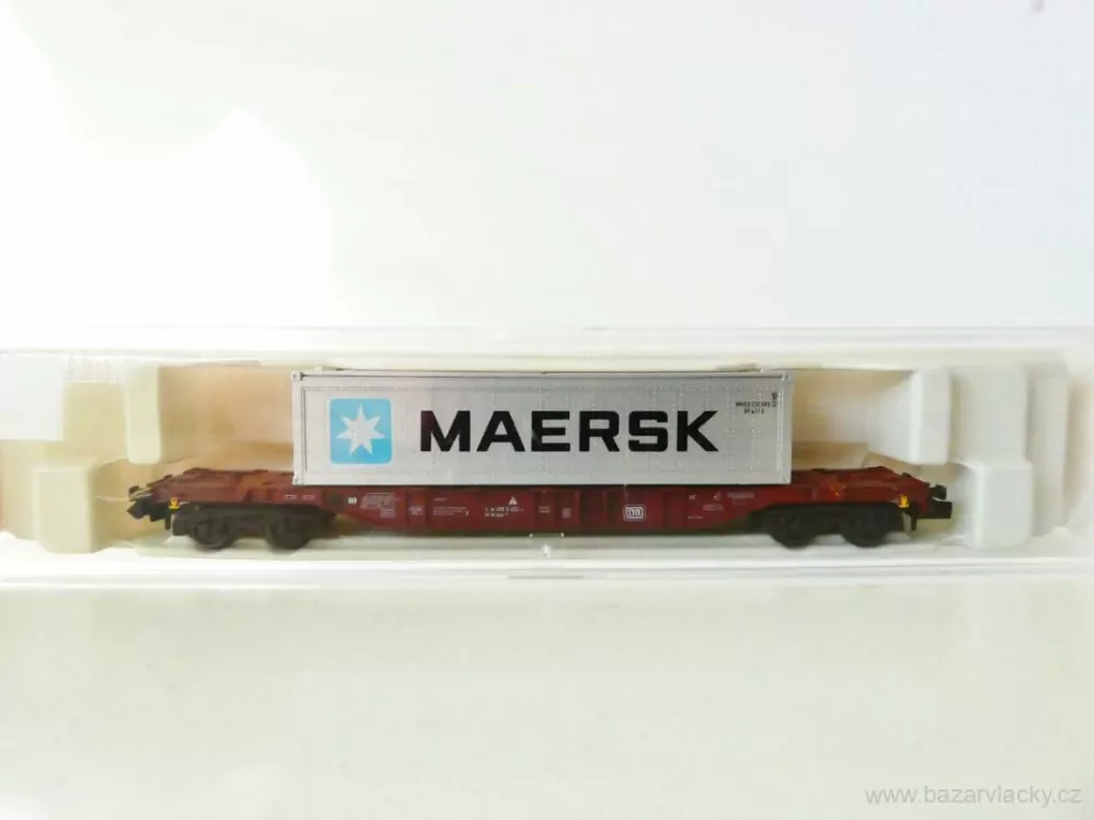 N FLEISCHMANN 8245 K Plošinový vůz 31 80 455 6 002-2 s kontejnerem MAERSK DB TOP STAV NEPOUŽITÝ v krabičce