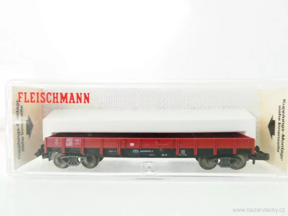 N FLEISCHMANN 8281 Plošinový nízkostěnný vůz 20 80 388 6 567-3 DB TOP STAV NEPOUŽITÝ v krabičce