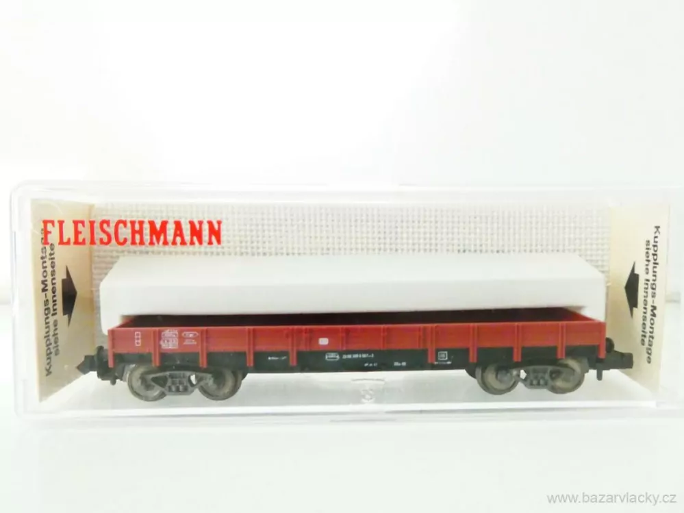 N FLEISCHMANN 8281 Plošinový nízkostěnný vůz 20 80 388 6 567-3 DB TOP STAV NEPOUŽITÝ v krabičce