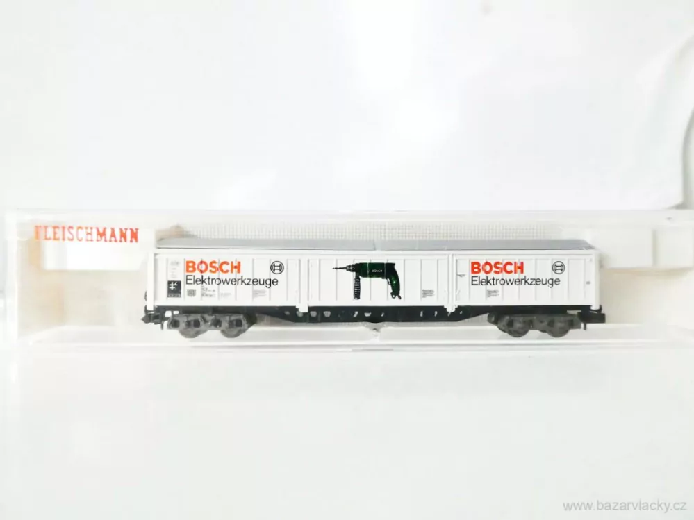 N FLEISCHMANN 8385 K Nákladní vůz krytý velkokapacitní BOSCH Elektrowerkezeuge 83 80 275 6 035-1 [P] DB TOP STAV NEPOUŽITÝ v krabičce