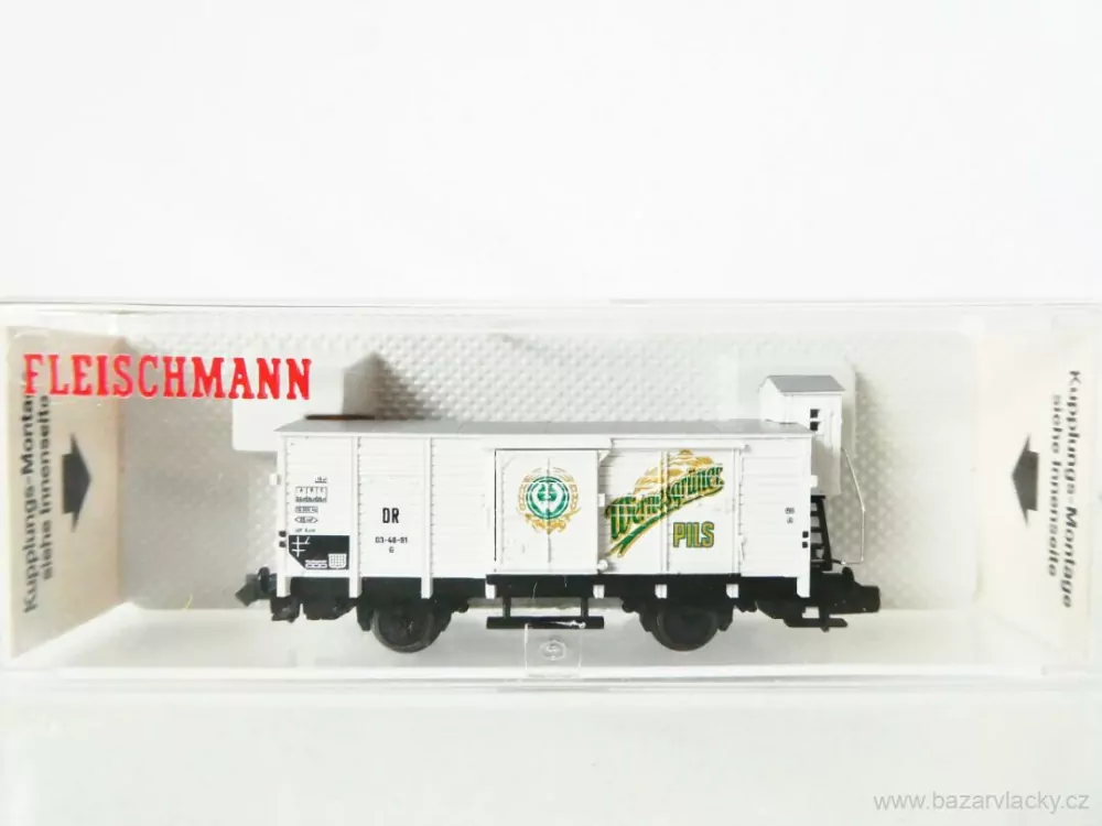 N FLEISCHMANN 8358 Chladírenský vůz PIVO Wernesgrüner PILS 03-48-91 s budkou a posuvnými vraty DR TOP STAV NEPOUŽITÝ v krabičce