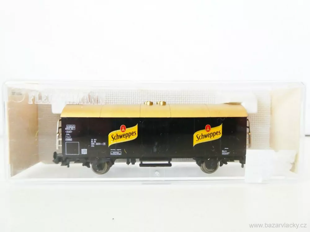 N FLEISCHMANN 8343 K Chladírenský vůz Schweppes 23 80 081 2233-1 [P] DB se zlatou střechou TOP STAV NEPOUŽITÝ v krabičce 