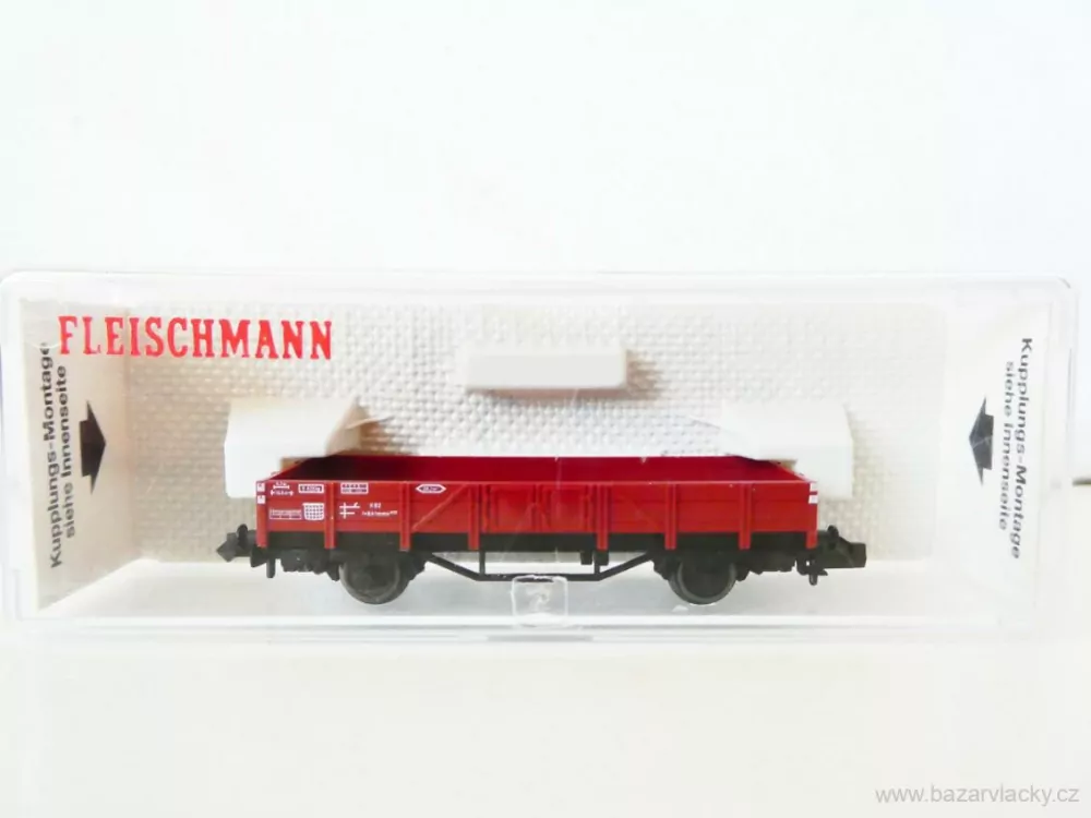 N FLEISCHMANN 8200 Plošinový vůz s nízkými stěnami typ X 82 DB TOP STAV NEPOUŽITÝ v krabičce