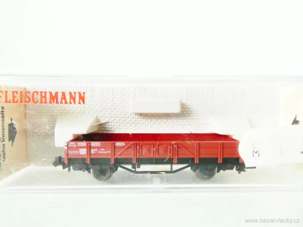 N FLEISCHMANN 8200 Plošinový vůz s nízkými stěnami typ X 82 DB TOP STAV NEPOUŽITÝ v krabičce