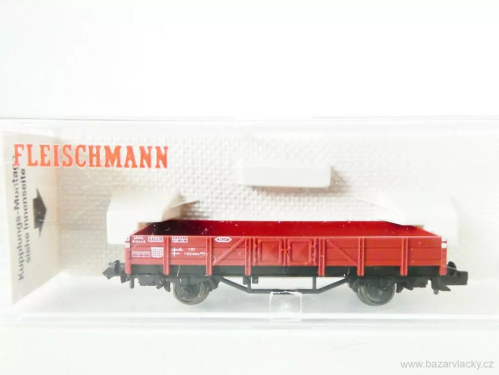 N FLEISCHMANN 8200 Plošinový vůz s nízkými stěnami typ X 82 DB TOP STAV NEPOUŽITÝ v krabičce