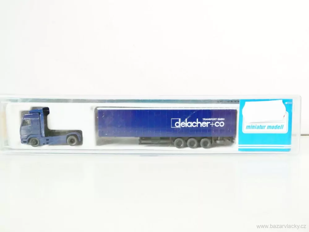 N ROCO 1880 Nákladní automobil VOLVO FH12 s plachtovým návěsem delacher+co TOP STAV NEPOUŽITÝ v krabičce