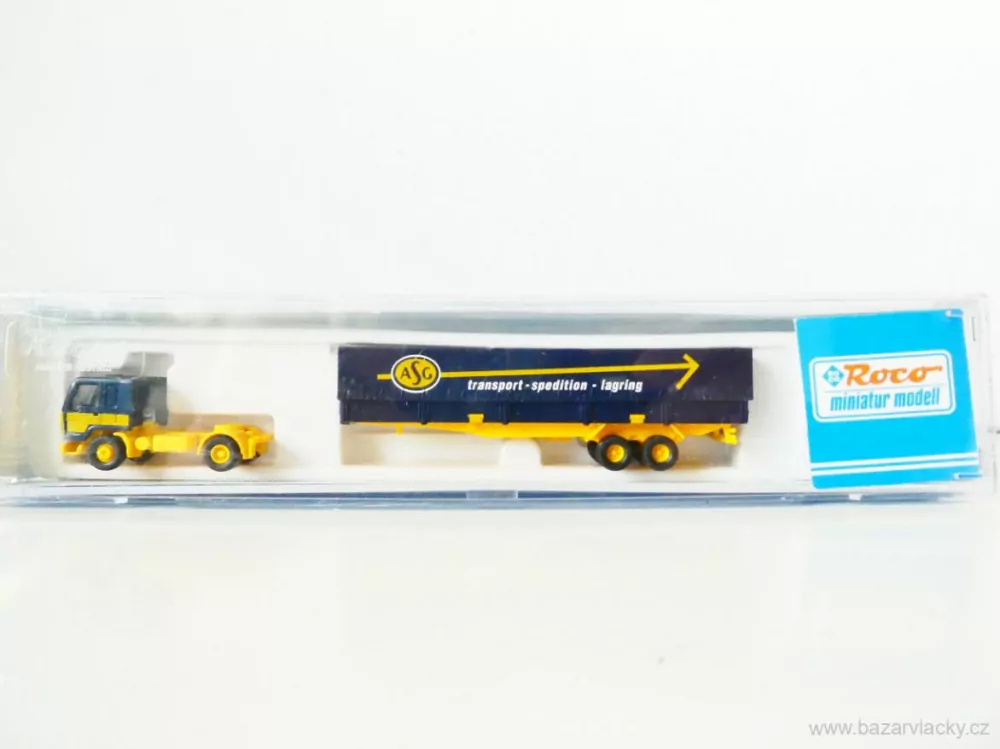 N ROCO 1850 Nákladní automobil VOLVO FL10 s plachtovým návěsem ASG transport-spedition-larging TOP STAV NEPOUŽITÝ v krabičce
