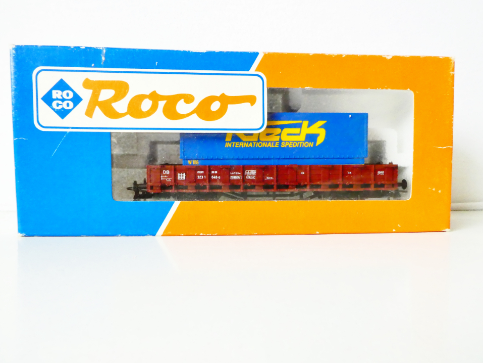 H0 ROCO Klanicový vůz s kontejnerem RIECK INTERNATIONALE SPEDITION včetně klanic TOP STAV NOVÝ NEPOUŽITÝ v krabičce