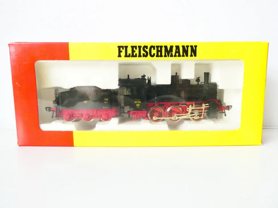 H0 FLEISCHMANN 4124 Parní lokomotiva BR 53 7752 DR s tendrem OSVĚTLENÁ TOP STAV NEPOUŽITÁ v krabičce