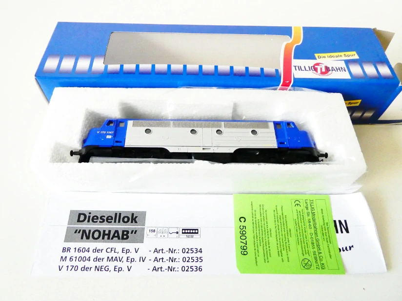 TT TILLIG 02536 Dieselová lokomotiva NOHAB V 170 1147 NEG, Ep. V - OSVĚTLENÁ TOP STAV NEPOUŽITÁ v orig. krabičce s doplňky a návodem NOVÁ