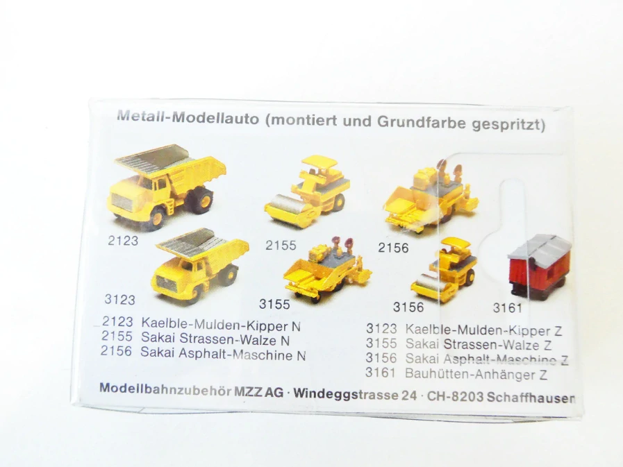 N Modellbahnzubehör MZZ AG - Metall Modellauto 2156 Sakai - Technické silniční vozidlo na pokládku asfaltu TOP STAV NOVÉ NEPOUŽITÉ v orig. krabičce