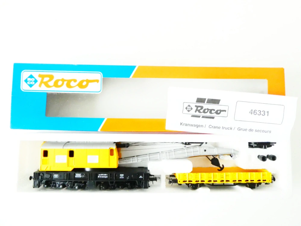 H0 ROCO 46331 Kolejový jeřáb 975 0 001-6 s vozem 975 0 010-7 NEPOUŽITÝ v originálním balení včetně doplňků a průvodního listu NOVÉ