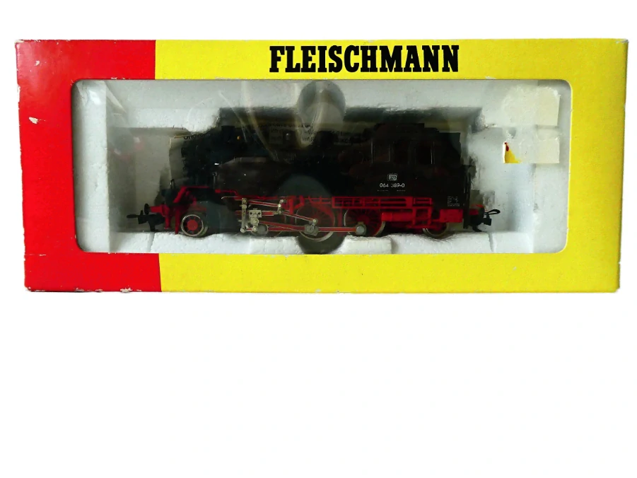 H0 FLEISCHMANN 4161 Parní lokomotiva BR 064 389-0 DB OSVĚTLENÁ v orig. krabičce s průvodním listem PĚKNÝ STAV