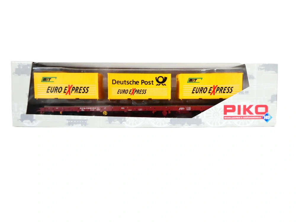 H0 PIKO 95520 Kontejnerový vůz Rgs „Deutsche Post / Euro Express“ FS NOVÝ NEPOUŽITÝ v originální krabičce