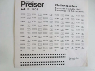 H0 Preiser - SAMOLEPKY SPZ pro automobily H0 a pruhy na TAXI AUTO