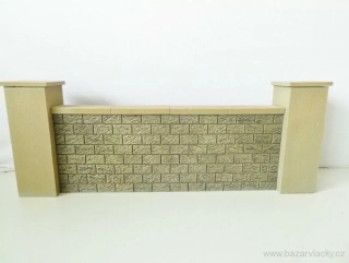 H0 Kamenná zeď se sloupy 31,5 x 4 x 11,5 cm