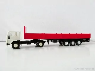 H0 RIETZE Nákladní automobil  s dlouhým přívěsem valník TOP STAV 