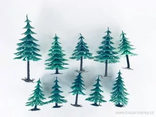 Strom jehličnatý s kořeny - 10 ks ( 6 - 11 cm ) PĚKNÝ STAV 