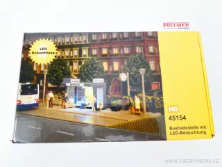H0 VOLLMER 15454 Stavebnice Autobusová zastávka s LED osvětlením NOVÉ NEPOUŽITÉ v orig. krabici
