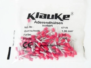 KLAUKE 471/8 - SET 92 ks Banánek konektor - dutinka 1 mm² částečná izolace červená NEPOUŽITÉ