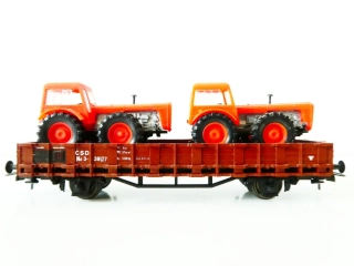 H0 ROCO Nákladní klanicový vůz Nd 3-39177 s nákladem 2x traktor ČSD TOP STAV