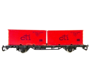 TT BTTB Plošinový vůz s kontejnery cti PĚKNÝ STAV v krabičce