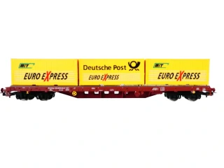 H0 PIKO 95520 Kontejnerový vůz Rgs „Deutsche Post / Euro Express“ FS NOVÝ NEPOUŽITÝ v originální krabičce